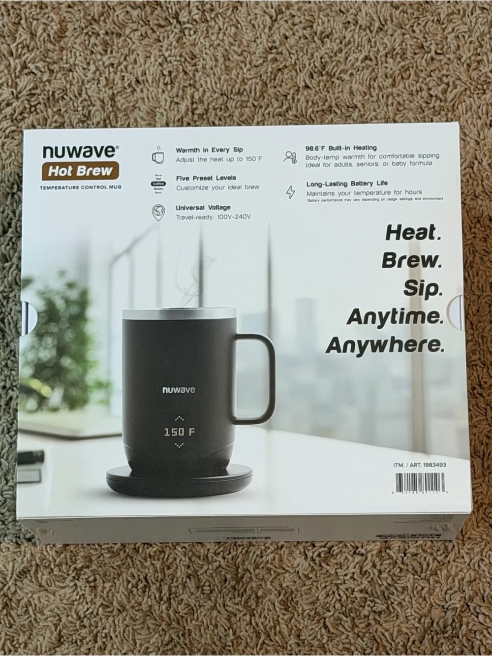 Nuwave Hot Brew Temperature Control Mug 16oz LED Touch Display NIB